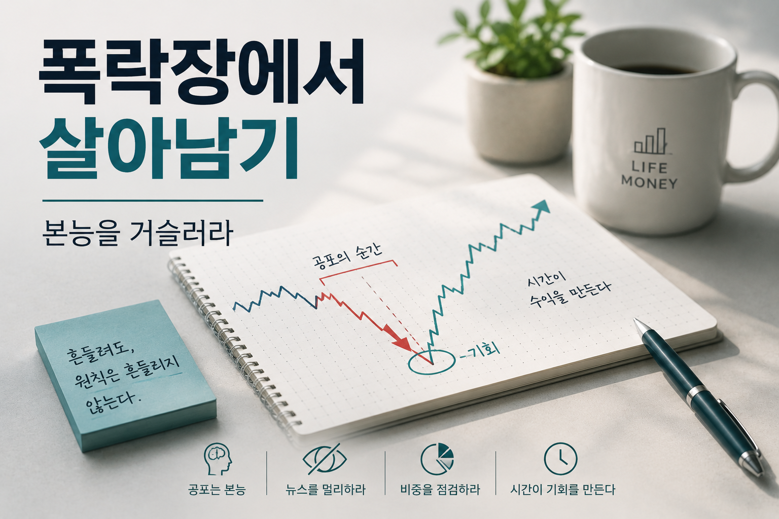 폭락장 멘탈 관리법: 공포에 휩쓸리지 않는 3가지 원칙